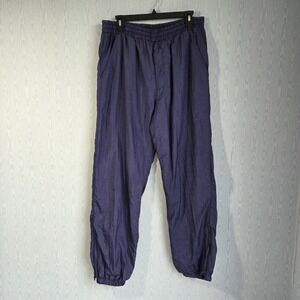 Vtg Y2K Roundtree & Yorke Track Pants Mens M Lined Nylon Navy Blue Ankle Zip